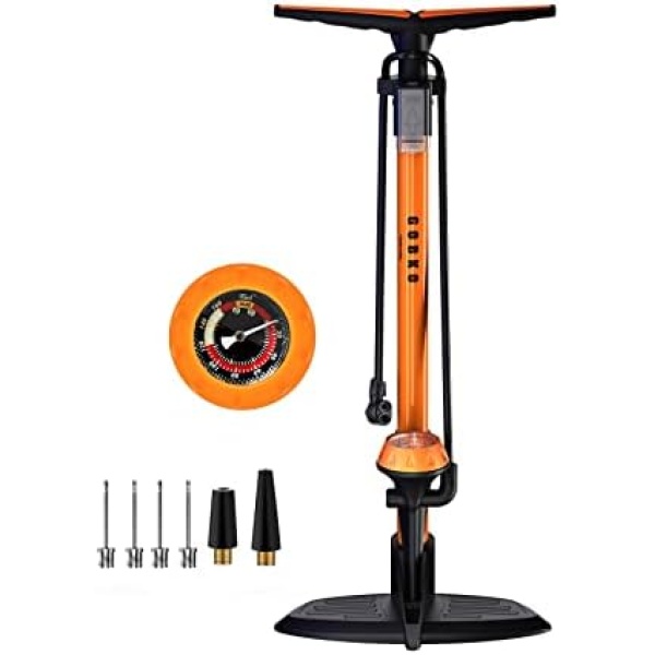 GOBKO Bike Floor Pump with Gauge,Floor Bicycle Pump