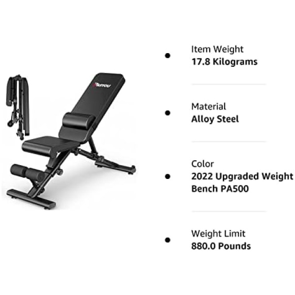 PASYOU Adjustable Weight Bench 880LB Weight Capacity Strength Training Bench - Image 10