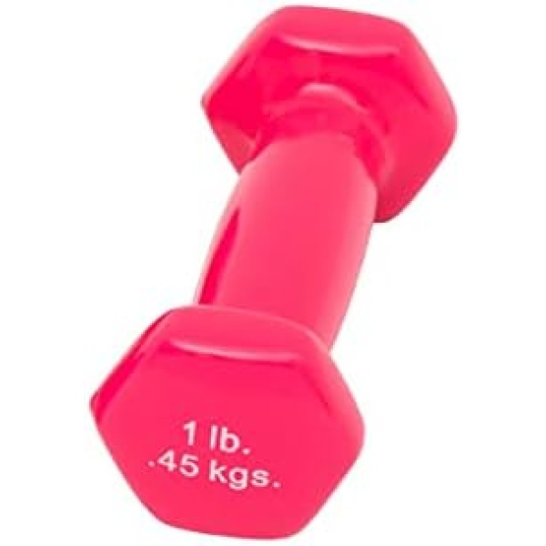 CanDo Color-Coded Vinyl Coated Iron Dumbbell, Pink, 1 Pound - Image 2