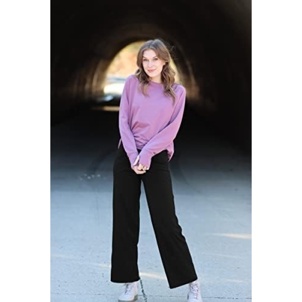 Promover Wide Leg Pants for Women Yoga Pants with Pockets Loose Lounge - Image 2