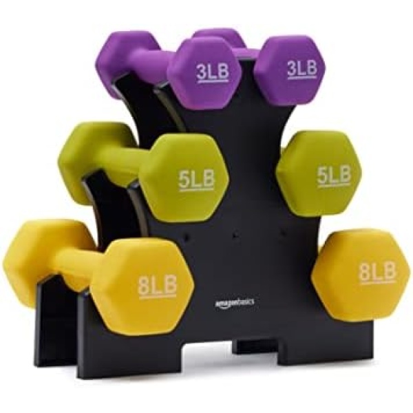 32 Pounds Neoprene Workout Dumbbell Weights with Weight Rack - Image 6