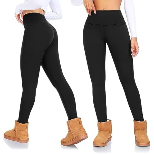 DHSO Women's Fleece Lined Leggings Winter Warm Workout Tights High Waisted Thick - Image 2