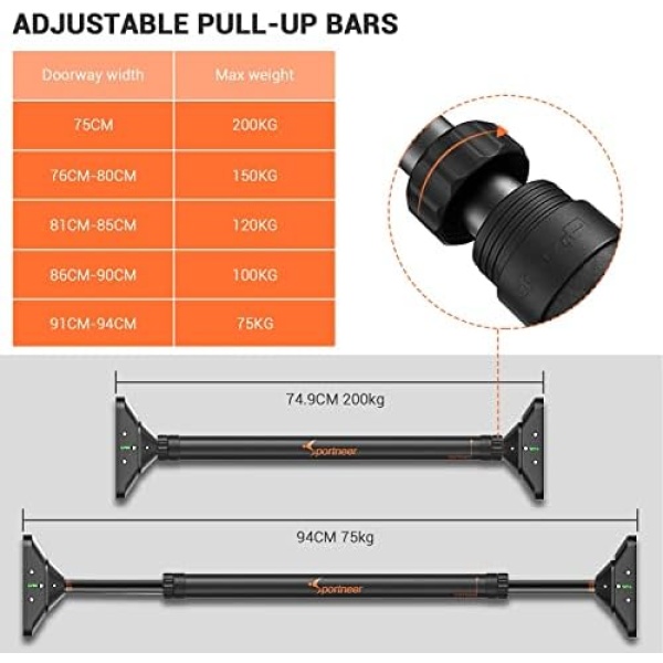 Pull Up Bar: Strength Training Chin up Bar Without Screws - Adjustable Width - Image 5