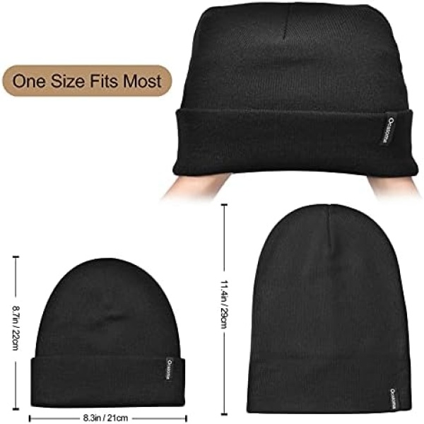 Ocatoma Beanie for Men Women Acrylic Knit Cuffed Slouchy Men's Daily Warm Hat - Image 6