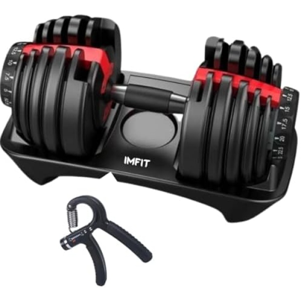 IMFit 5lb-52.5lb Adjustable Dumbbell with Free Hand Grip- Weight adjusts