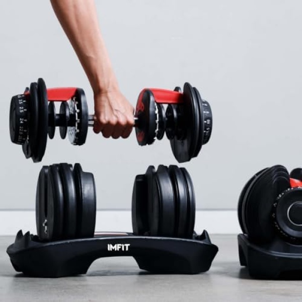 IMFit 5lb-52.5lb Adjustable Dumbbell with Free Hand Grip- Weight adjusts - Image 6