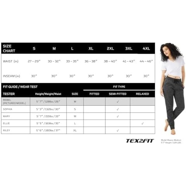 TEX2FIT 2-Pack Joggers for Women with Side Pockets, Rib Cuff Bottoms - Image 6