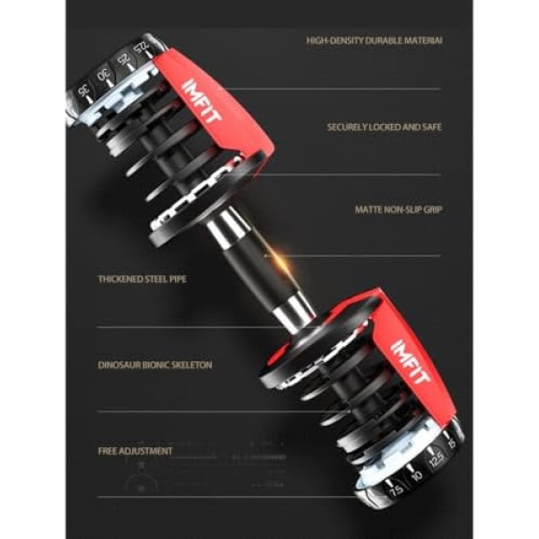 IMFit 5lb-52.5lb Adjustable Dumbbell with Free Hand Grip- Weight adjusts - Image 5