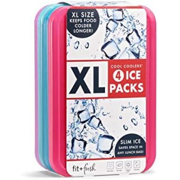 Fit + Fresh XL Cool Coolers Freezer Slim Ice Pack for Lunch Box, Coolers