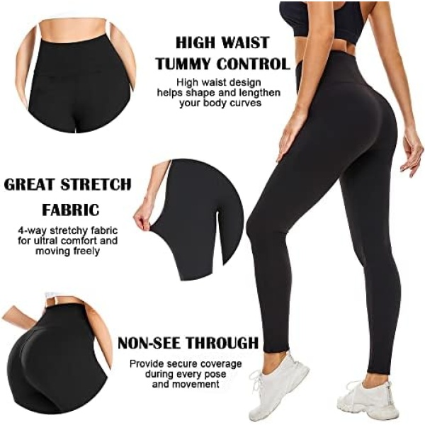 FULLSOFT 4 Pack Leggings for Women-No See-Through High Waisted Tummy Control - Image 4