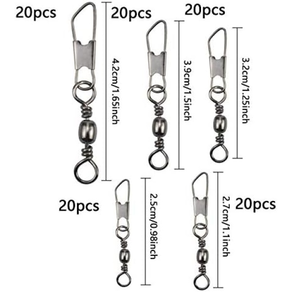 Doryum 100PCS Fish Fishing Barrel Swivel with Safety Snap Interlock Snaps High Strength - Image 3