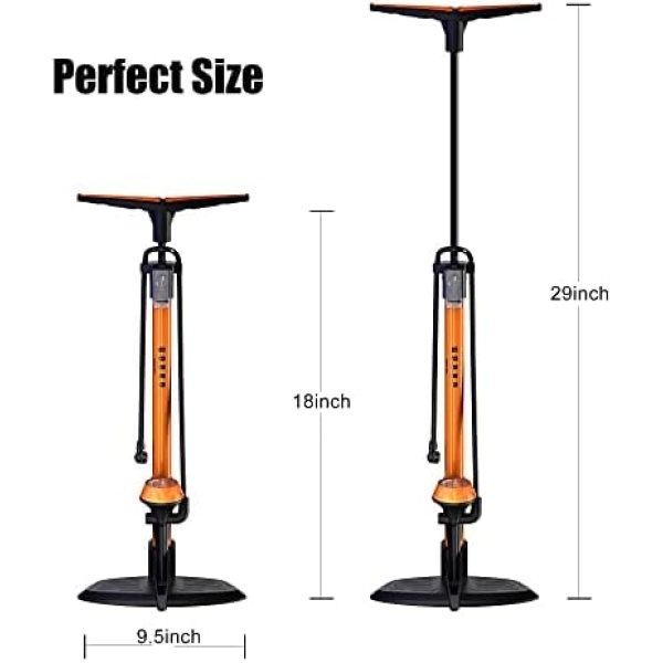 GOBKO Bike Floor Pump with Gauge,Floor Bicycle Pump - Image 3