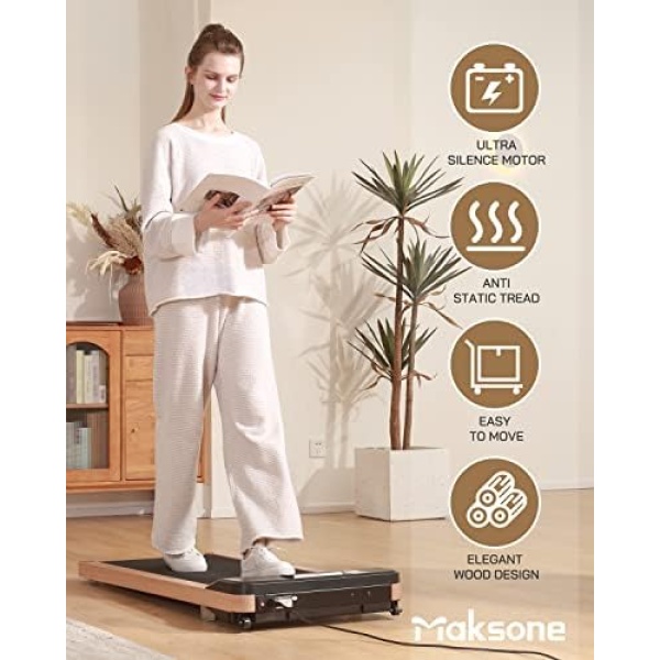 Maksone Under Desk Treadmill, Expert of Wooden Walking Pad, Walking Jogging - Image 3