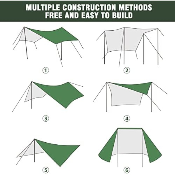 Overmont Camping Tent Tarp 3m x 3m UV Protection and PU 3000 Rain Fly - Image 6