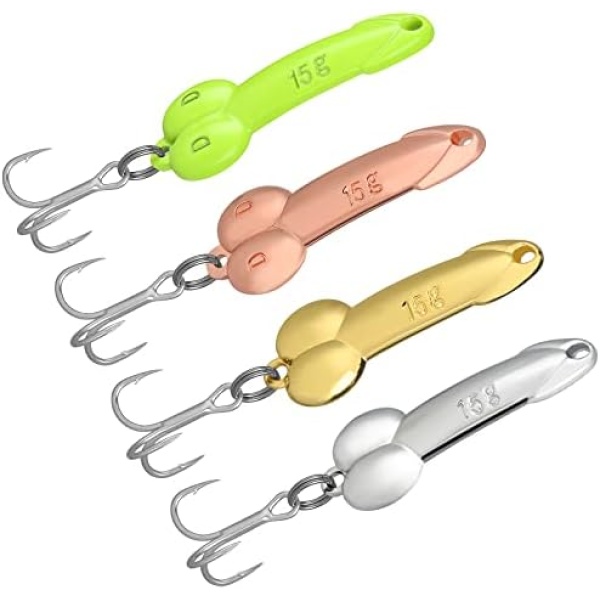 4 Pices Fishing Lures Fishing Spoons Treble Hooks Spinning Lures Hard Metal Spinner Baits