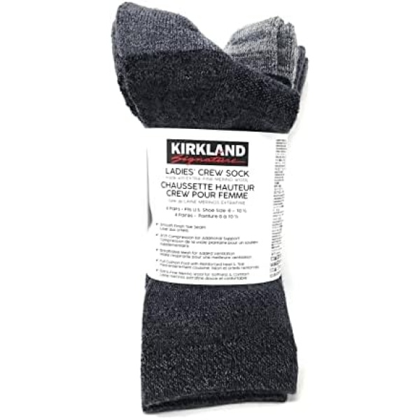 Kirkland Signature Women's Extra Fine Merino Wool Trail Socks - 4 Pairs