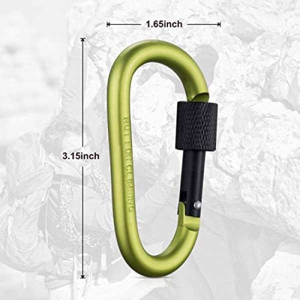 Carago Carabiner Clips with Screw Gate, 10 Pack Carabiners Hiking Clips - Image 3