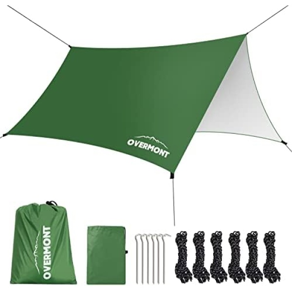 Overmont Camping Tent Tarp 3m x 3m UV Protection and PU 3000 Rain Fly