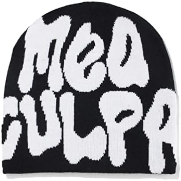 NAGRIS Letter Print Beanies MEA Culpa Beanies Dupes Y2K Beanies Skullies Beanies