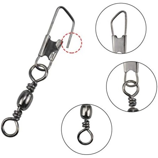 Doryum 100PCS Fish Fishing Barrel Swivel with Safety Snap Interlock Snaps High Strength - Image 2