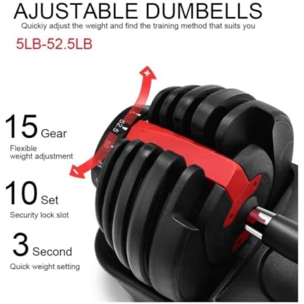 IMFit 5lb-52.5lb Adjustable Dumbbell with Free Hand Grip- Weight adjusts - Image 8