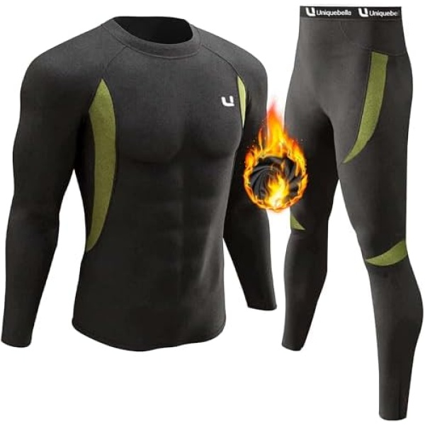 YESURPRISE Men's Thermal Underwear Sets Top & Long Johns Fleece Sweat Quick