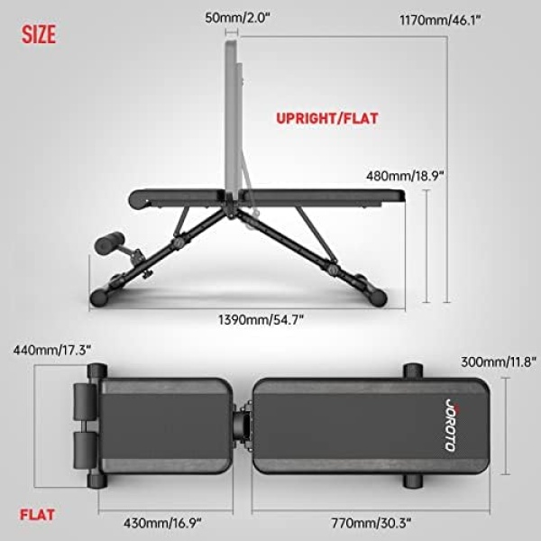 JOROTO MD35 Adjustable Weight Bench - Foldable 700 Pounds Load Strength Training - Image 6