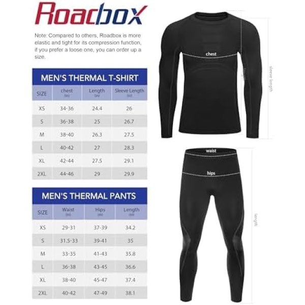 Roadbox 1/2 Pack Thermal Underwear for Men Fleece Lined Long Johns Base Layer - Image 6