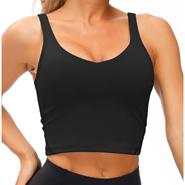 Wjustforu Women Sports Bra Yoga Tank Longline Padded Workout Crop Tank Top - Image 3