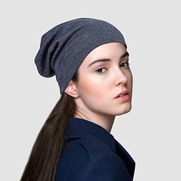 Senker 2 Pack Cotton Slouchy Beanie Hats, Chemo Headwear Caps for Women and Men - Image 5