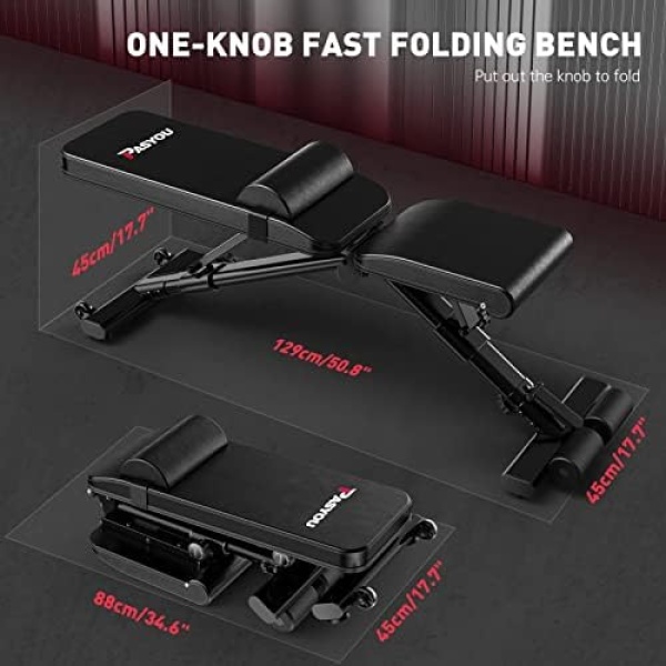 PASYOU Adjustable Weight Bench 880LB Weight Capacity Strength Training Bench - Image 8