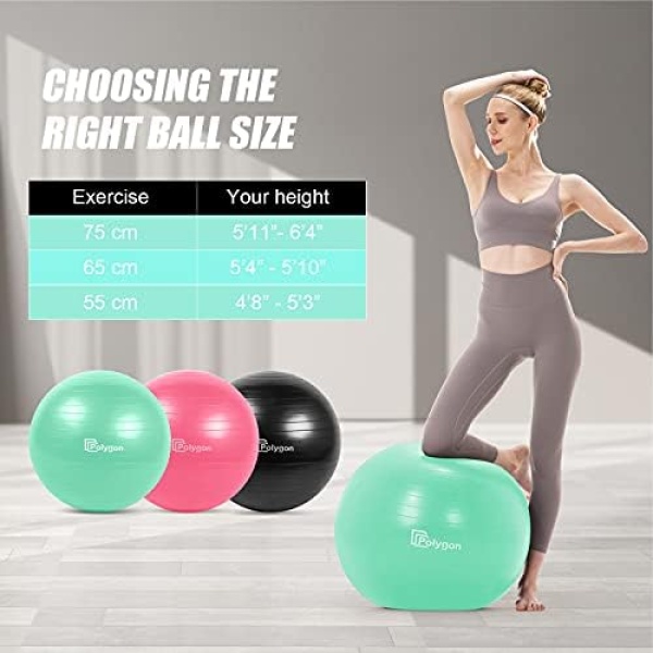 Polygon Exercise Ball, Professional Grade Anti-Burst Balance Ball for Yoga - Image 4