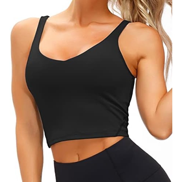 Wjustforu Women Sports Bra Yoga Tank Longline Padded Workout Crop Tank Top - Image 2