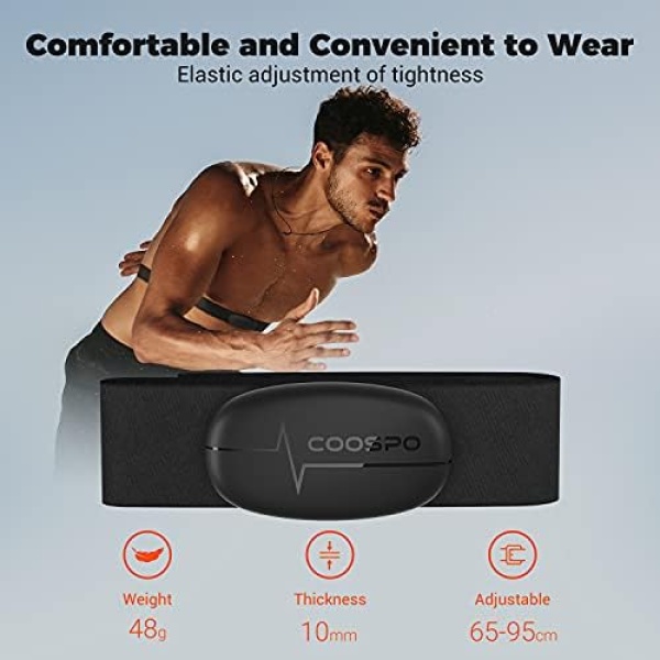 COOSPO Heart Rate Monitor Chest Strap, H6 HRM Bluetooth4.0 ANT+ HR Sensor - Image 3