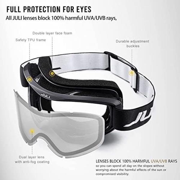 Juli Ski Goggles,Snowboard Goggles for Men, Women & Youth - 100% UV - Image 4