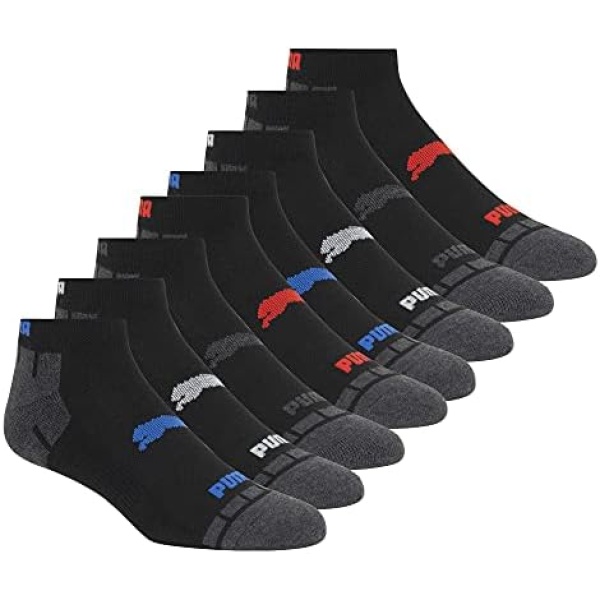 PUMA Men's 8 Pack Low Cut Running Socks, Black, 10 1 US