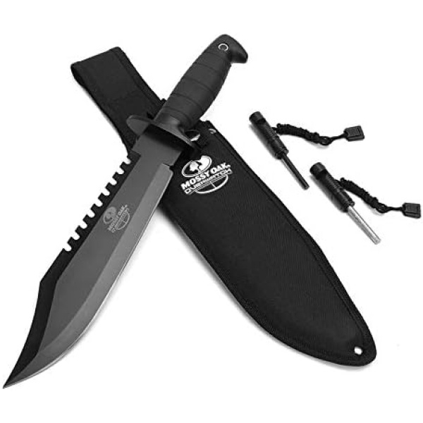 MOSSY OAK Rambo Survival Hunting Knife, 15-Inch Fixed Blade Bowie Knife