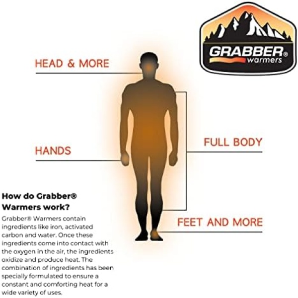 Grabber Hand Warmers - Long Lasting Safe Natural Odorless Air Activated Warmers - Image 9