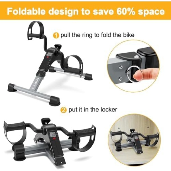 Pedal Exerciser Mini Exercise Bike Low Resistance Leg and Arm Recovery Bike - Image 3