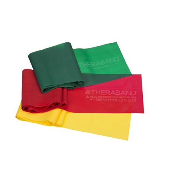 TheraBand Resistance Bands Set, Non-Latex Elastic Band for Upper/Lower Body