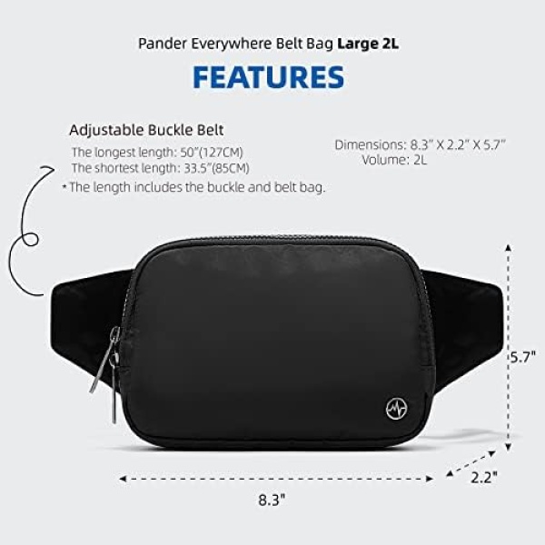 Everywhere Belt Bag Large 2L, Pander Waterproof Everywhere Fanny Pack Purse - Image 8