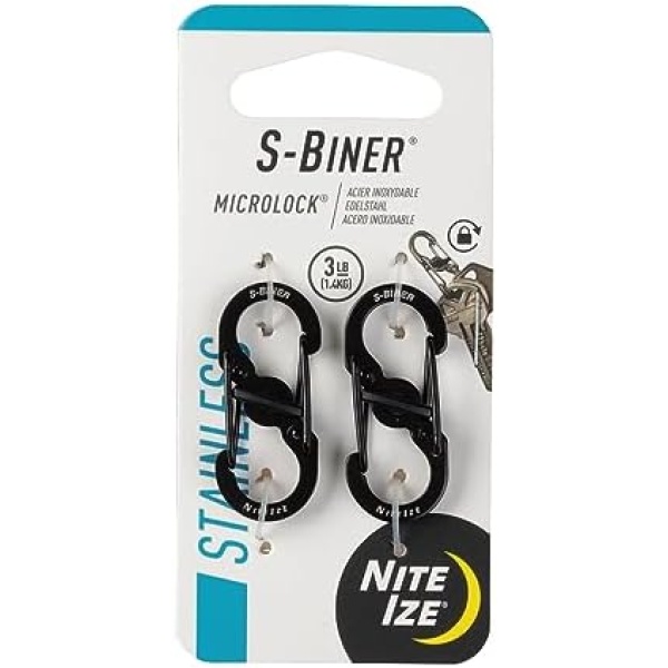 Nite Ize LSBM-01-2R3 S-Biner Micro Lock, Black, 2-Pack