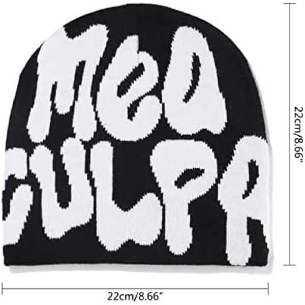 NAGRIS Letter Print Beanies MEA Culpa Beanies Dupes Y2K Beanies Skullies Beanies - Image 7