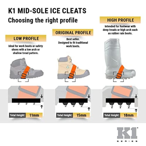 K1 Mid-Sole Ice Cleats - Easily Rotate Traction Cleats for Frequent - Image 7