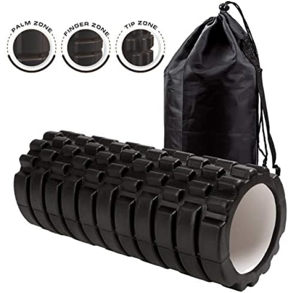 Kunova (TM) 13 Inch Deep Tissue Grid Yoga Fitness Massage Foam Roller (Black) - Image 2