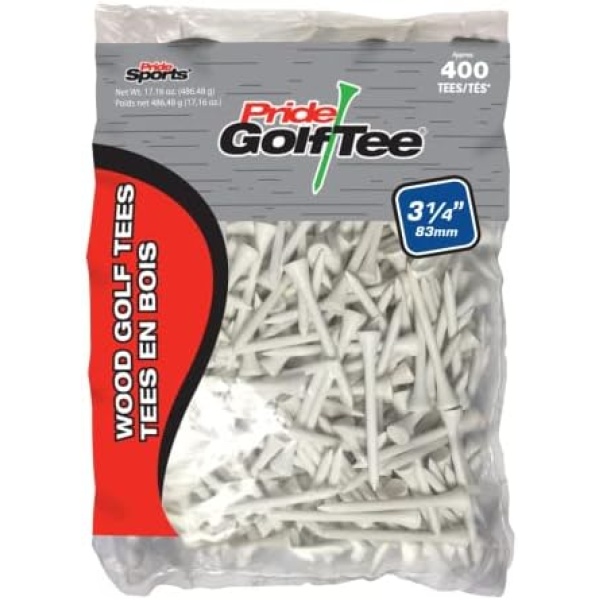 Pride Golf Tee 3-1/4-Inch Deluxe Tee 400-Count, White