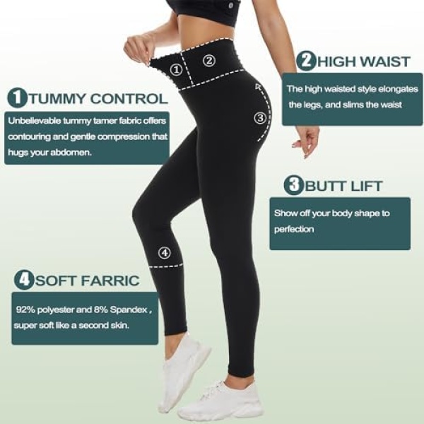 we fleece High Waisted Leggings for Women-Womens Black Workout Leggings Running - Image 5