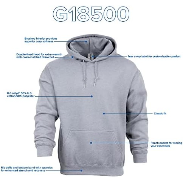 Gildan mens Men's Fleece Hooded Sweatshirt - Image 4