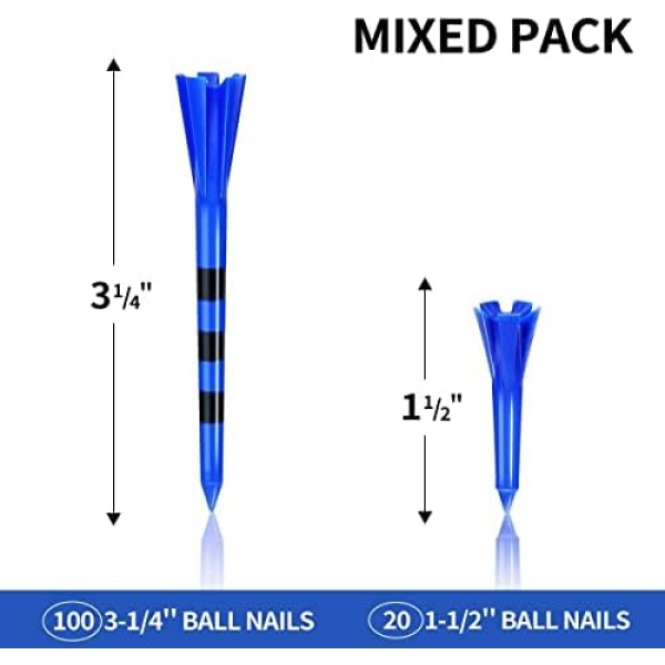 ENHUA GOLF Plastic Tees 120 Pack,3-1/4 INCH Unbreakable Long Blue Tees - Image 2