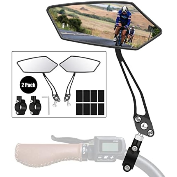 Diyife Bike Mirror, [2pc, Pair] HD Wide Angle Large Bicycle Rear View Mirror